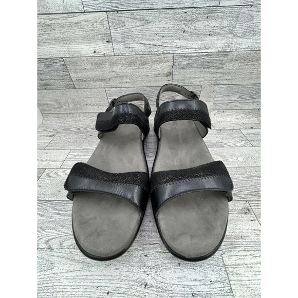 SAS Nudu Black Leather Comfort Walking Sandals Womens 9 M Made in USA - Picture 14 of 16
